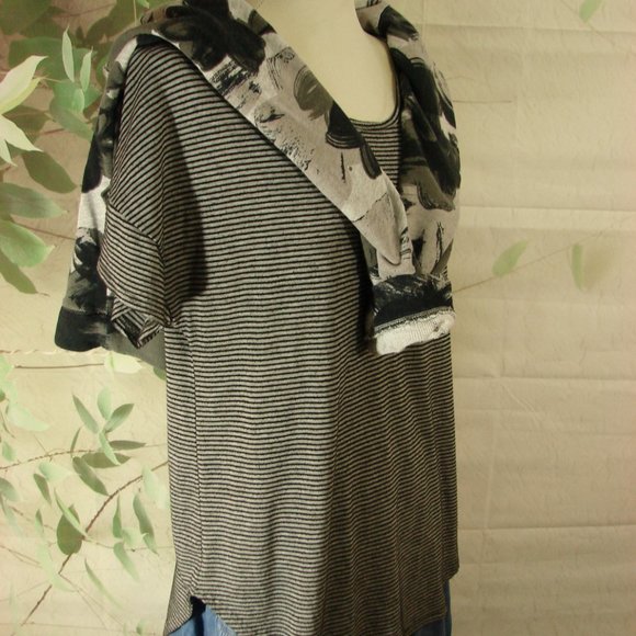 Floral Greys Grays Pull Over Sweatshirt XL LOGG french terry soft comfortable - Picture 3 of 12